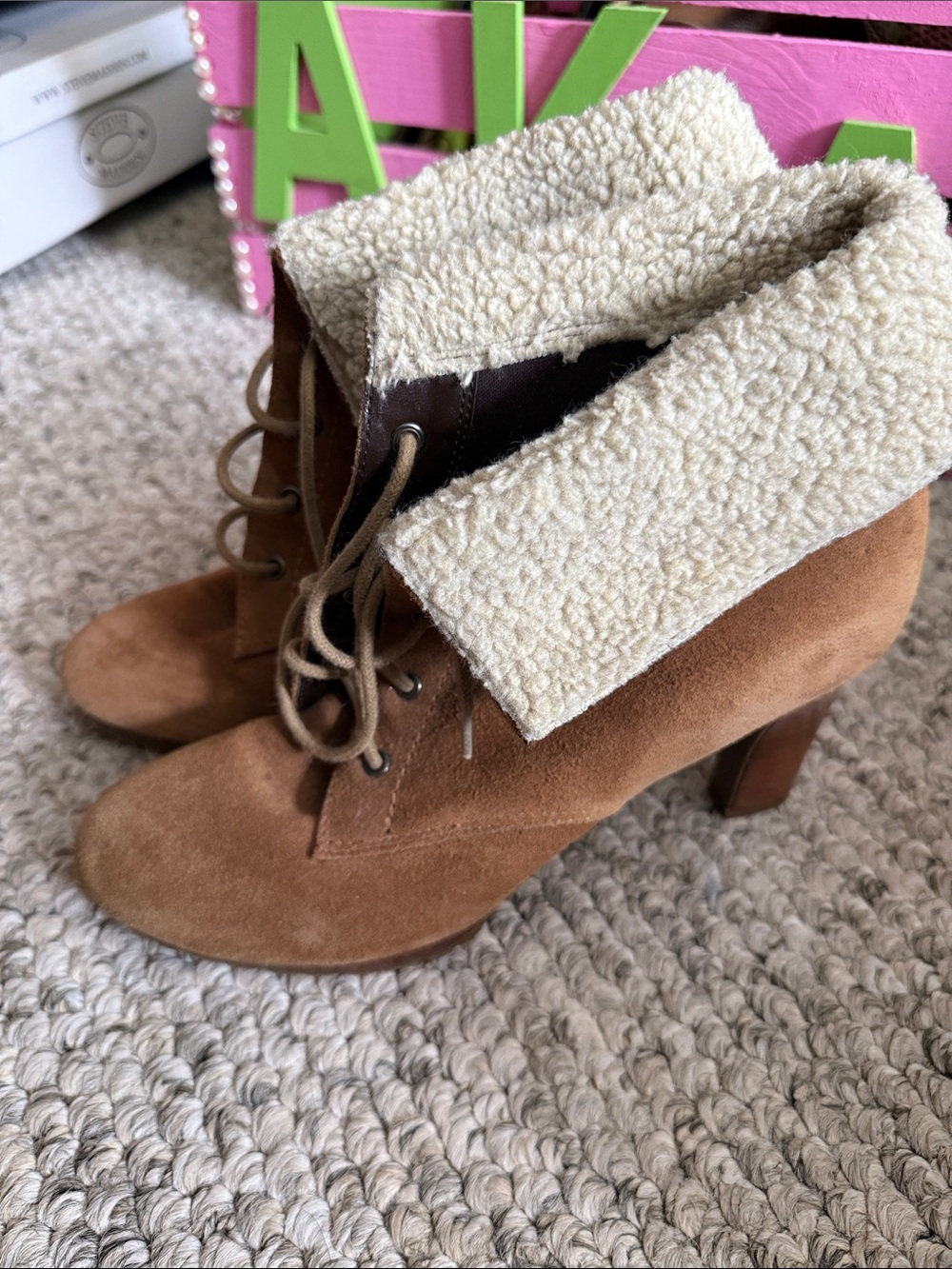 Brown Heeled Booties Collar